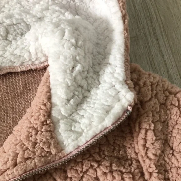 Coeur de Vague Blush Fluffy Quarter-Zip Plush Hoodie Fleece Sweatshirts - Picture 16 of 16